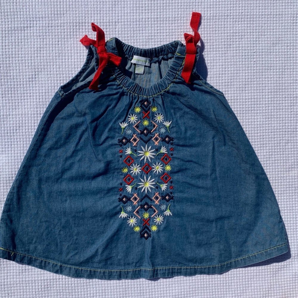 🌻 Unique Blue Dress with Embroidered Design